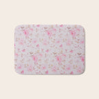Modern Vintage Blush Pink  Romantic Floral Pattern Bath Mat Gallery Image 1
