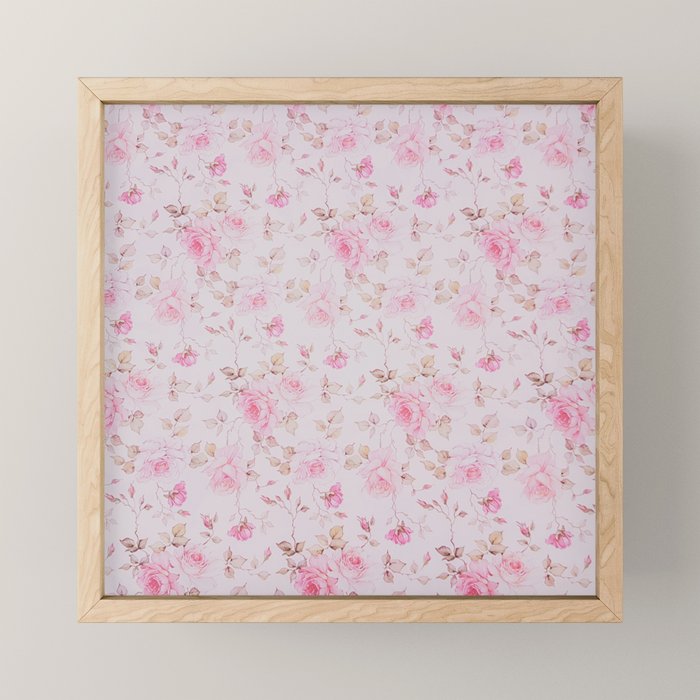 Modern Vintage Blush Pink  Romantic Floral Pattern Mini Art Print Gallery Image 1