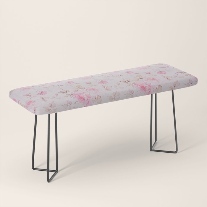 Modern Vintage Blush Pink  Romantic Floral Pattern Bench Gallery Image 1