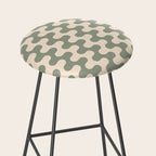 Retro Mid Century Modern Waves in Sage Green Stool Gallery Image 2