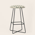 Retro Mid Century Modern Waves in Sage Green Stool Gallery Image 1