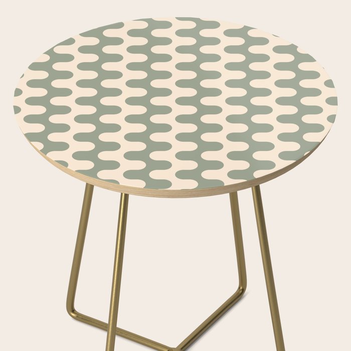 Retro Mid Century Modern Waves in Sage Green Side Table Gallery Image 2