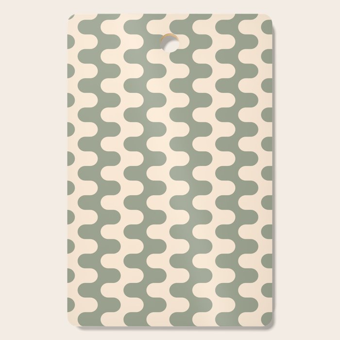 Retro Mid Century Modern Waves in Sage Green Cutting Board Gallery Image 1