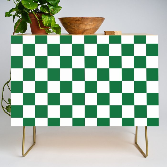 Checkered (Dark Green & White Pattern) Credenza Gallery Image 1