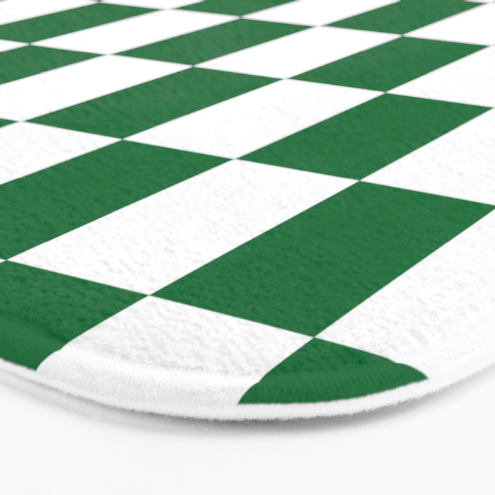 Checkered (Dark Green & White Pattern) Bath Mat Gallery Image 3
