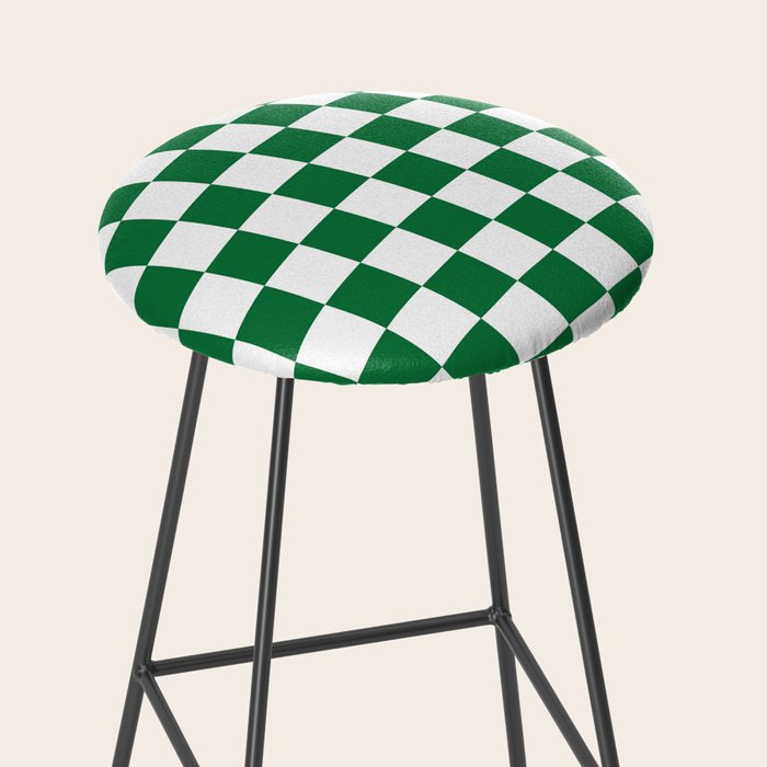 Checkered (Dark Green & White Pattern) Stool Gallery Image 2