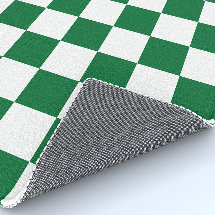 Checkered (Dark Green & White Pattern) Rug Gallery Image 4