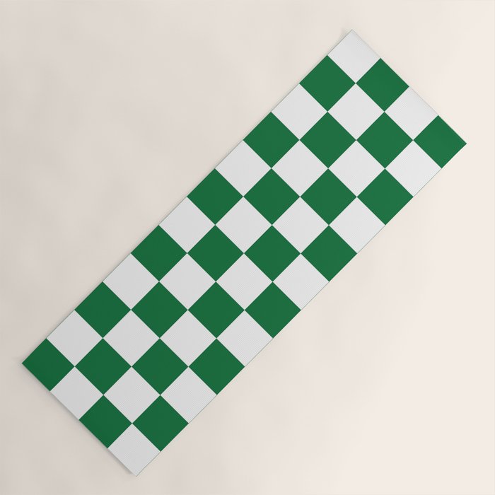 Checkered (Dark Green & White Pattern) Yoga Mat Gallery Image 1