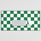 Checkered (Dark Green & White Pattern) Desk Mat Gallery Image 1