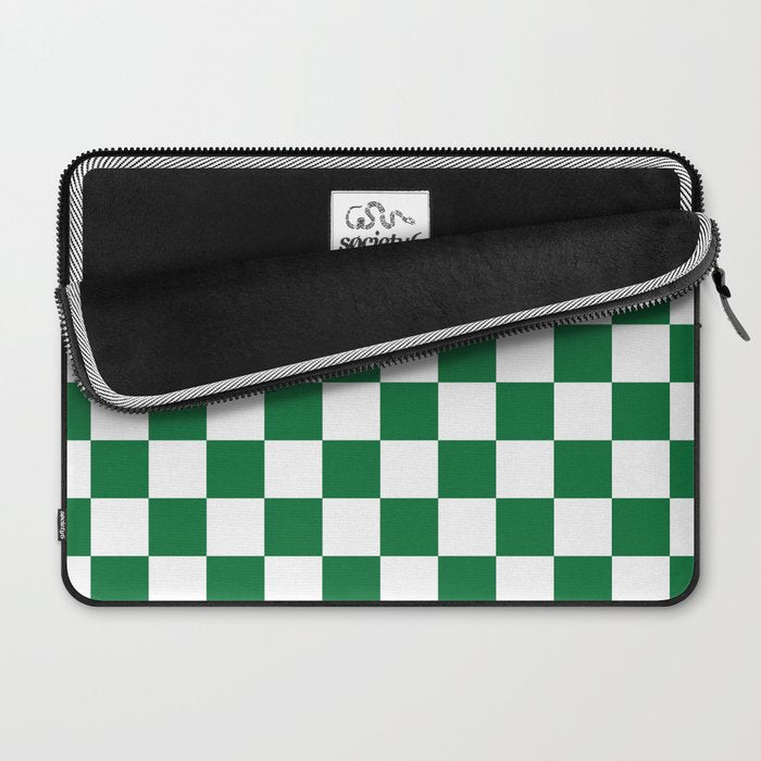 Checkered (Dark Green & White Pattern) Laptop Sleeve Gallery Image 2