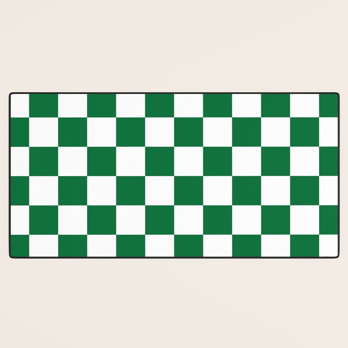 Checkered (Dark Green & White Pattern) Desk Mat Gallery Image 3