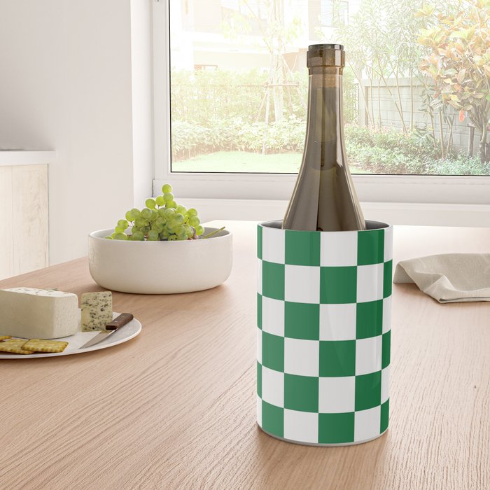 Checkered (Dark Green & White Pattern) Wine Chiller Gallery Image 4