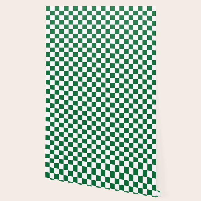 Checkered (Dark Green & White Pattern) Wallpaper Gallery Image 2