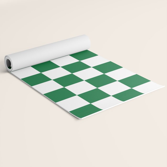 Checkered (Dark Green & White Pattern) Yoga Mat Gallery Image 2