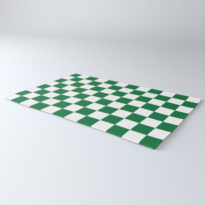 Checkered (Dark Green & White Pattern) Rug Gallery Image 3