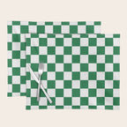 Checkered (Dark Green & White Pattern) Placemat Gallery Image 1