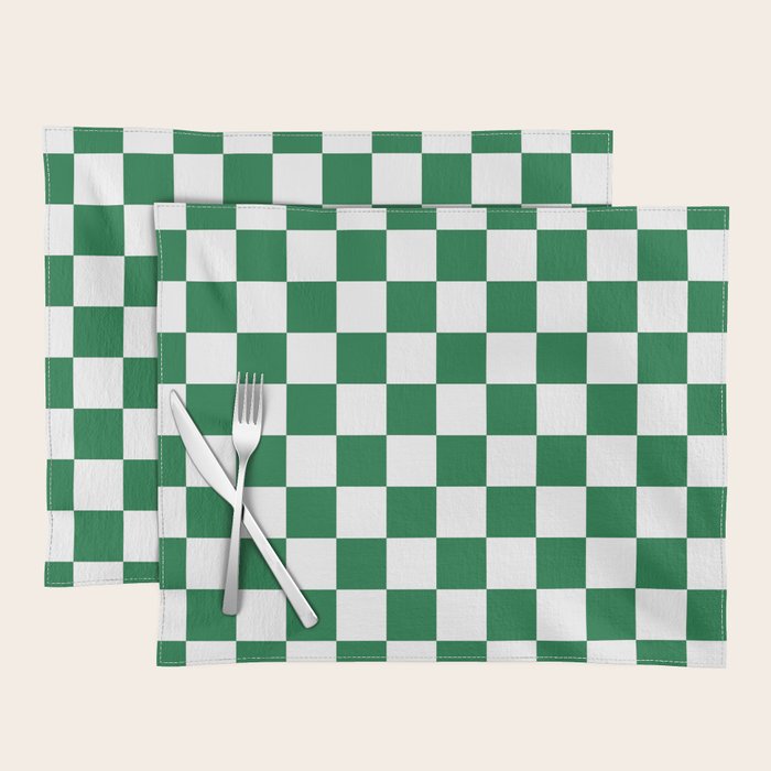Checkered (Dark Green & White Pattern) Placemat Gallery Image 1