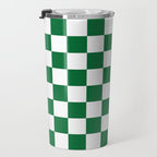Checkered (Dark Green & White Pattern) Travel Mug Gallery Image 3