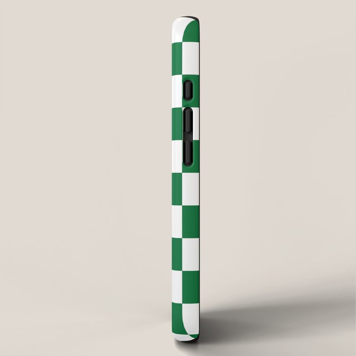 Checkered (Dark Green & White Pattern) iPhone Case Gallery Image 2