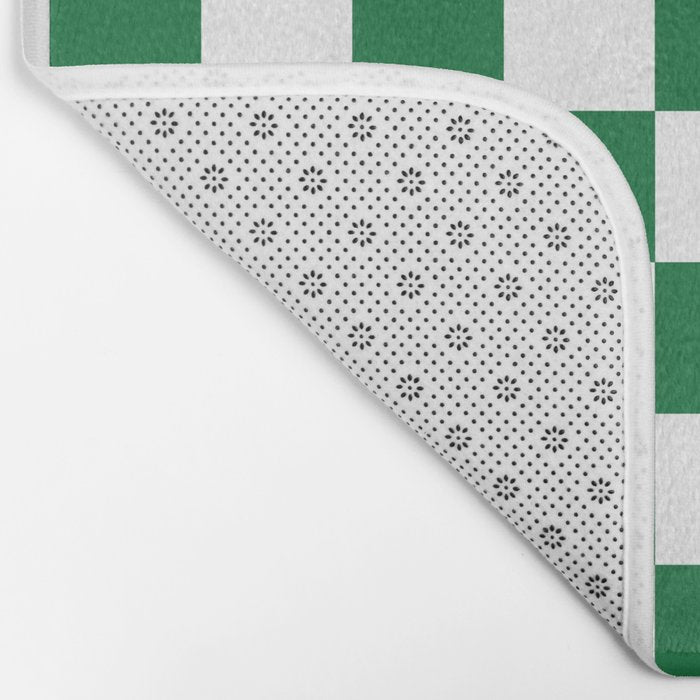 Checkered (Dark Green & White Pattern) Bath Mat Gallery Image 2