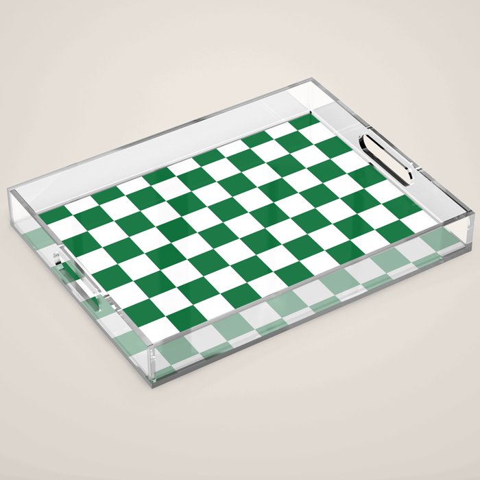 Checkered (Dark Green & White Pattern) Acrylic Tray Gallery Image 1