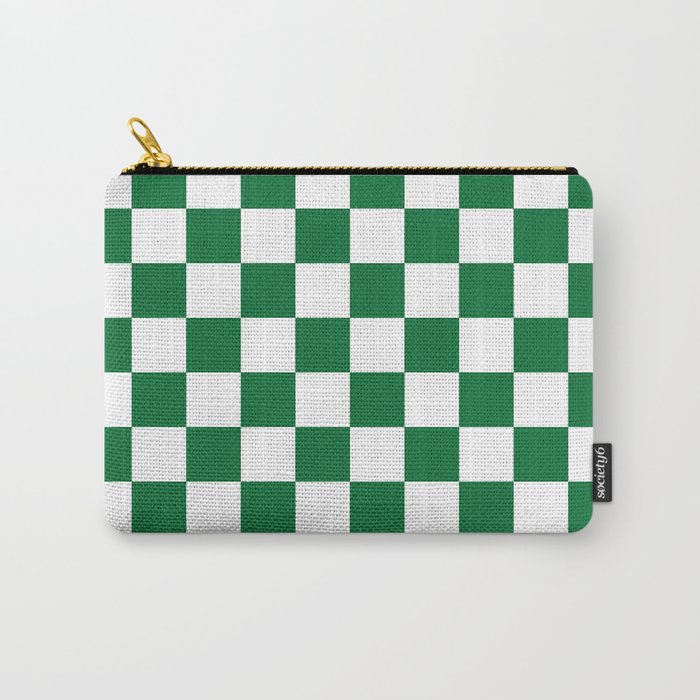Checkered (Dark Green & White Pattern) Carry All Pouch Gallery Image 1