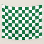 Checkered (Dark Green & White Pattern) Wall Tapestry Gallery Image 4