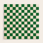 Checkered (Dark Green & White Pattern) Wood Wall Art Gallery Image 1