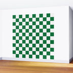 Checkered (Dark Green & White Pattern) Wall Mural Gallery Image 2