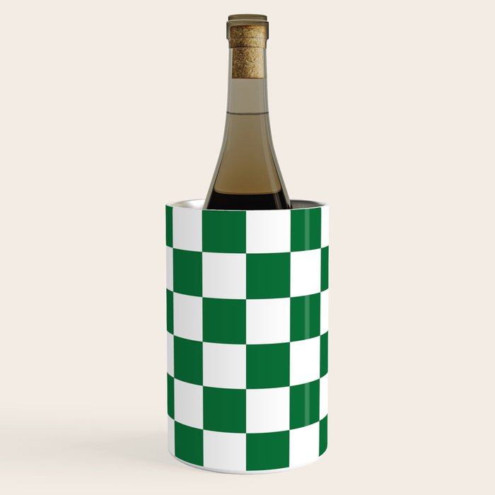 Checkered (Dark Green & White Pattern) Wine Chiller Gallery Image 1