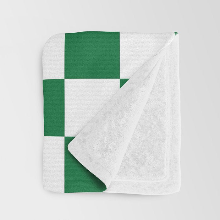 Checkered (Dark Green & White Pattern) Throw Blanket Gallery Image 3