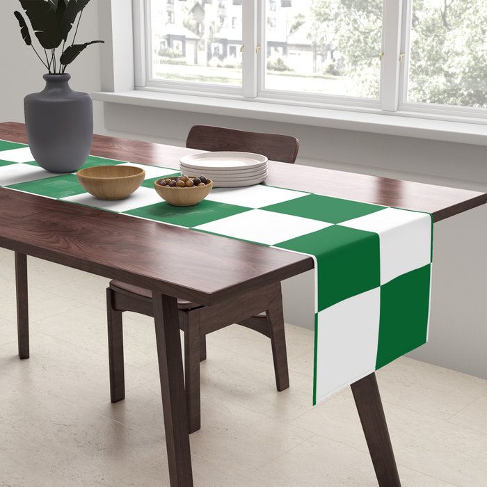Checkered (Dark Green & White Pattern) Table Runner Gallery Image 2