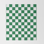 Checkered (Dark Green & White Pattern) Throw Blanket Gallery Image 2