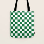 Checkered (Dark Green & White Pattern) Tote Bag Gallery Image 1