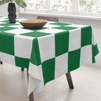 Checkered (Dark Green & White Pattern) Tablecloth Gallery Image 3