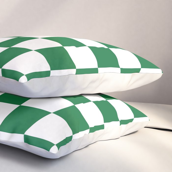 Checkered (Dark Green & White Pattern) Pillow Sham Gallery Image 3