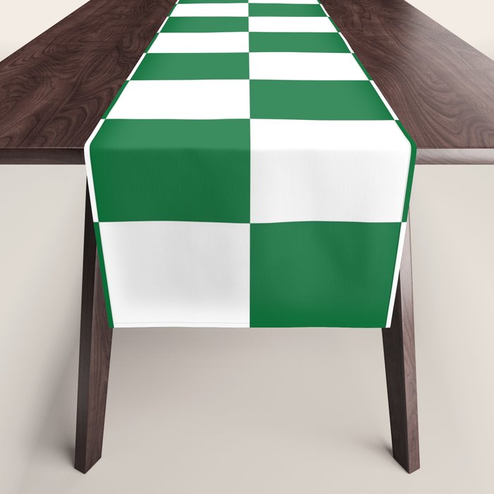 Checkered (Dark Green & White Pattern) Table Runner Gallery Image 1