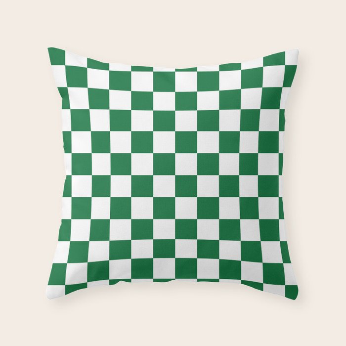 Checkered (Dark Green & White Pattern) Throw Pillow Gallery Image 6