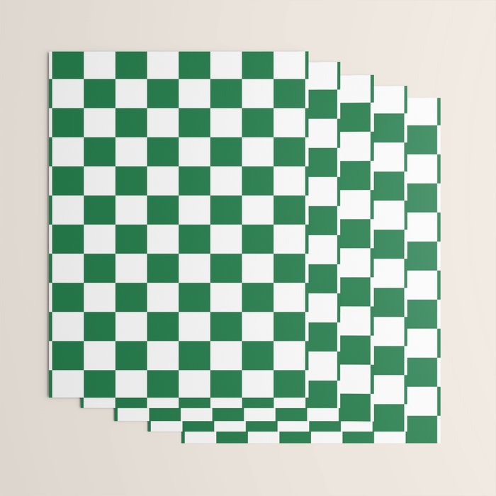 Checkered (Dark Green & White Pattern) Wrapping Paper Gallery Image 3