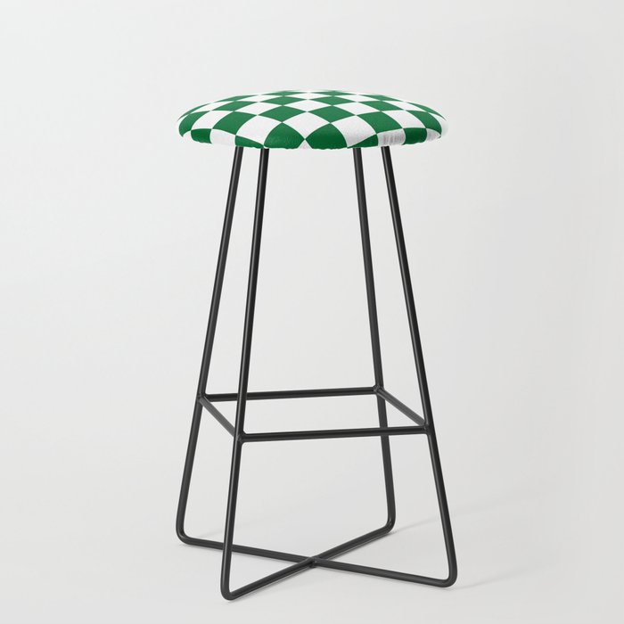 Checkered (Dark Green & White Pattern) Stool Gallery Image 1
