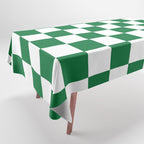 Checkered (Dark Green & White Pattern) Tablecloth Gallery Image 1