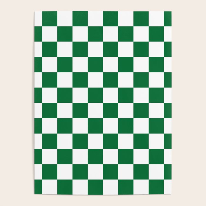 Checkered (Dark Green & White Pattern) Poster Gallery Image 1