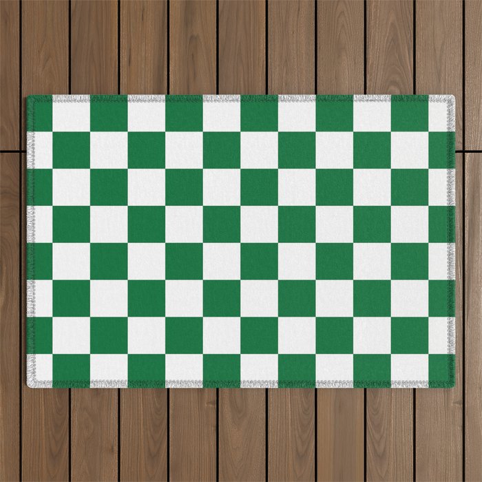 Checkered (Dark Green & White Pattern) Outdoor Rug