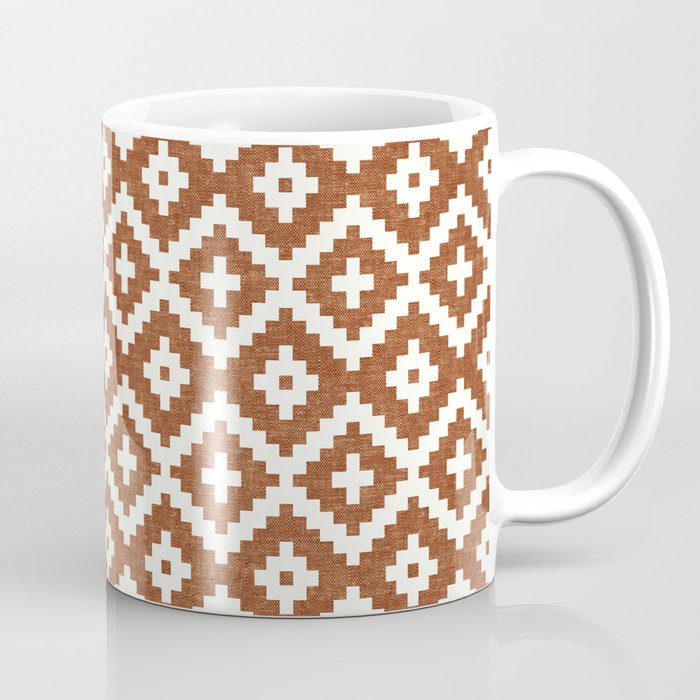 woven aztec geometric - ginger orange Coffee Mug Gallery Image 1