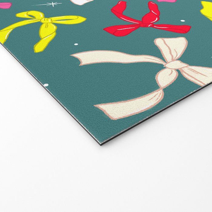 Festive Ribbons Pattern On Teal Welcome Mat Gallery Image 2
