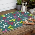 Festive Ribbons Pattern On Teal Outdoor Rug Gallery Image 2
