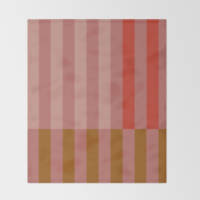 Retro Rose Pink Midcentury Stripes Patterned Throw Blanket Gallery Image 2