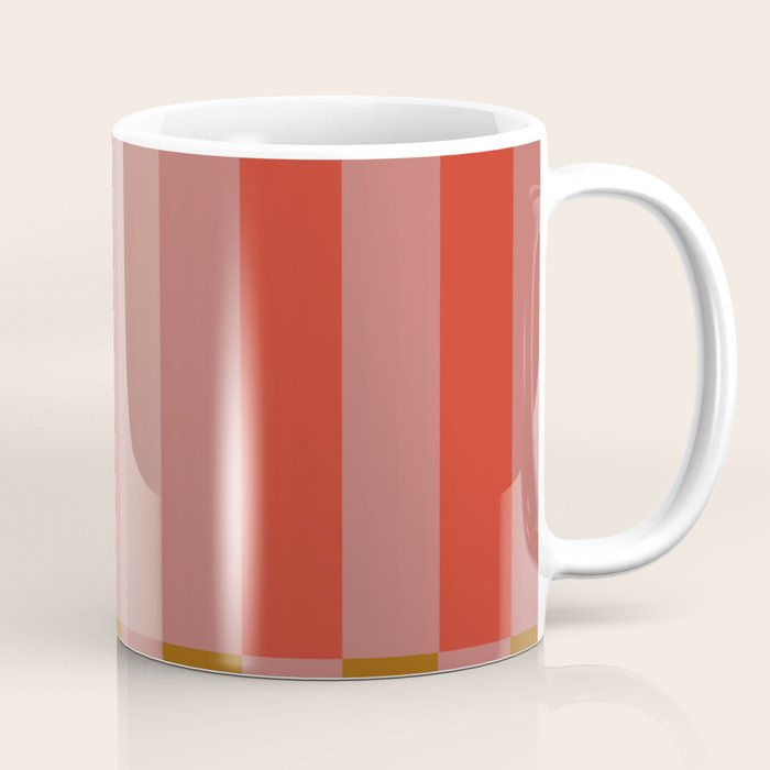 Retro Rose Pink Midcentury Stripes Patterned Coffee Mug Gallery Image 1