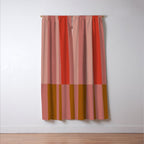 Retro Rose Pink Midcentury Stripes Patterned Window Curtain Gallery Image 3