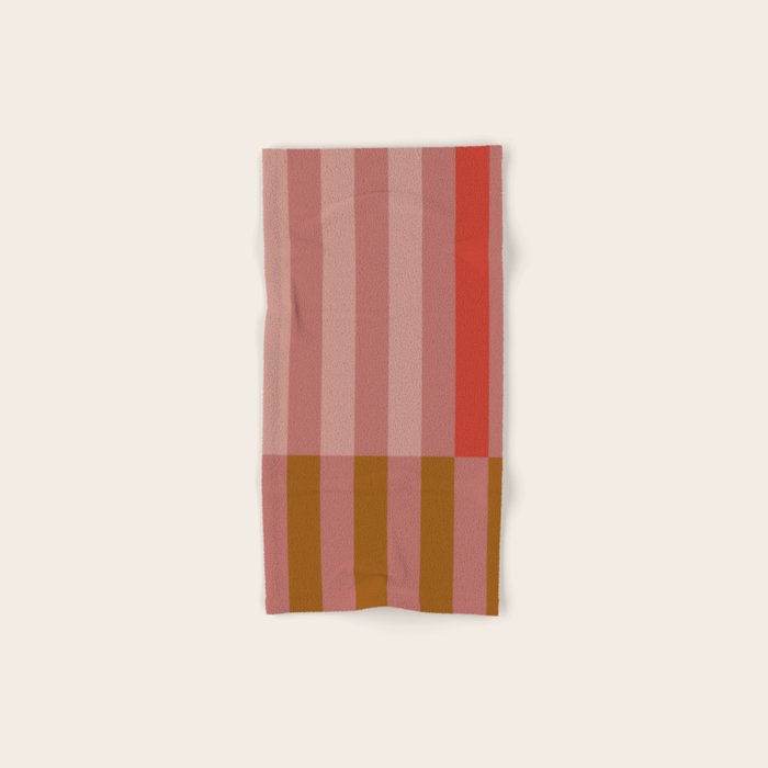 Retro Rose Pink Midcentury Stripes Patterned Bath Towel Gallery Image 1